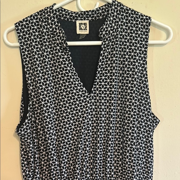 Anne Klein blue and white Sleeveless V-Neck Midi Sundress - Picture 3 of 5